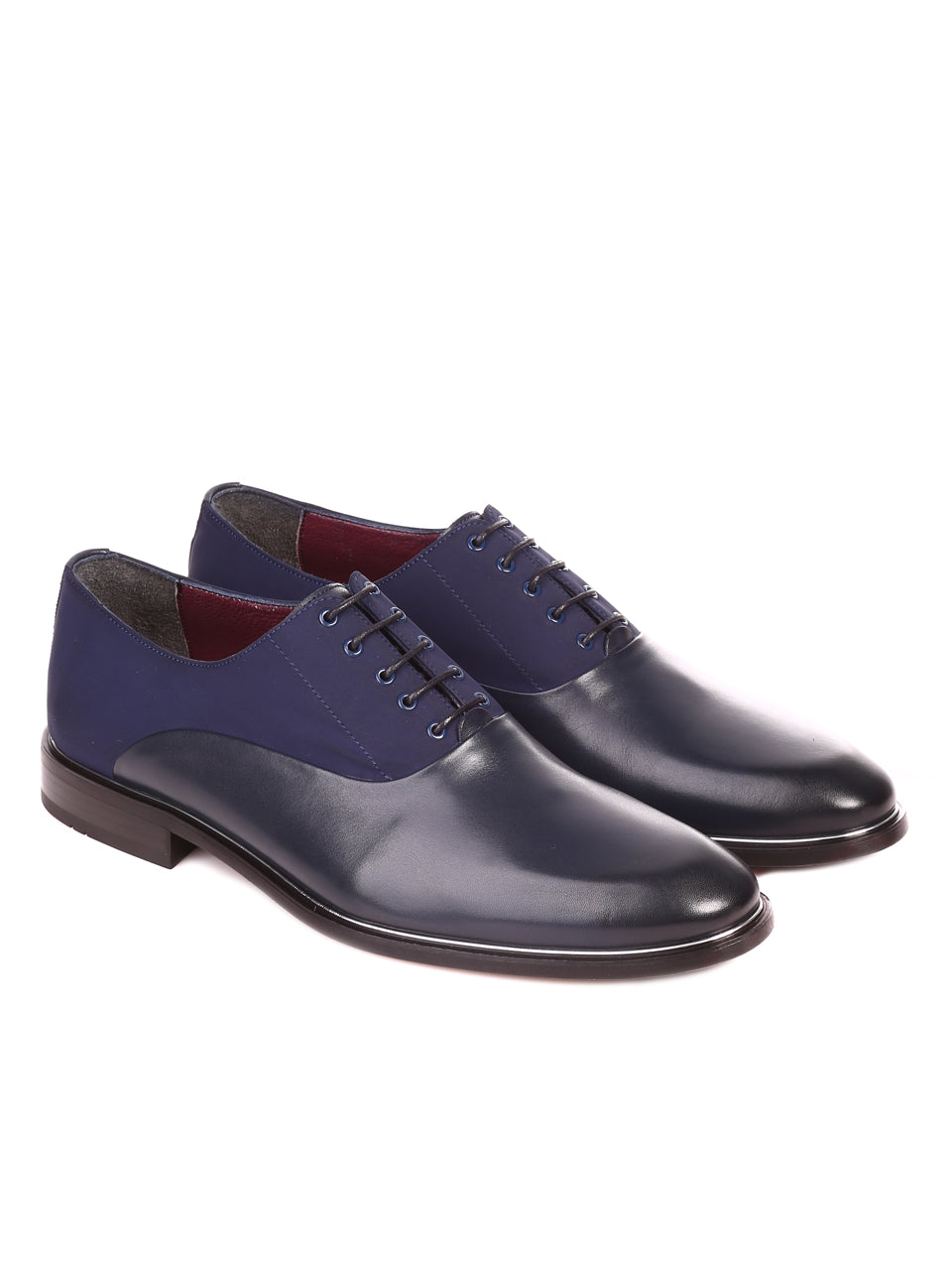 Елегантни мъжки обувки от естествена кожа 7AT-22282 в тъмносин цвят
