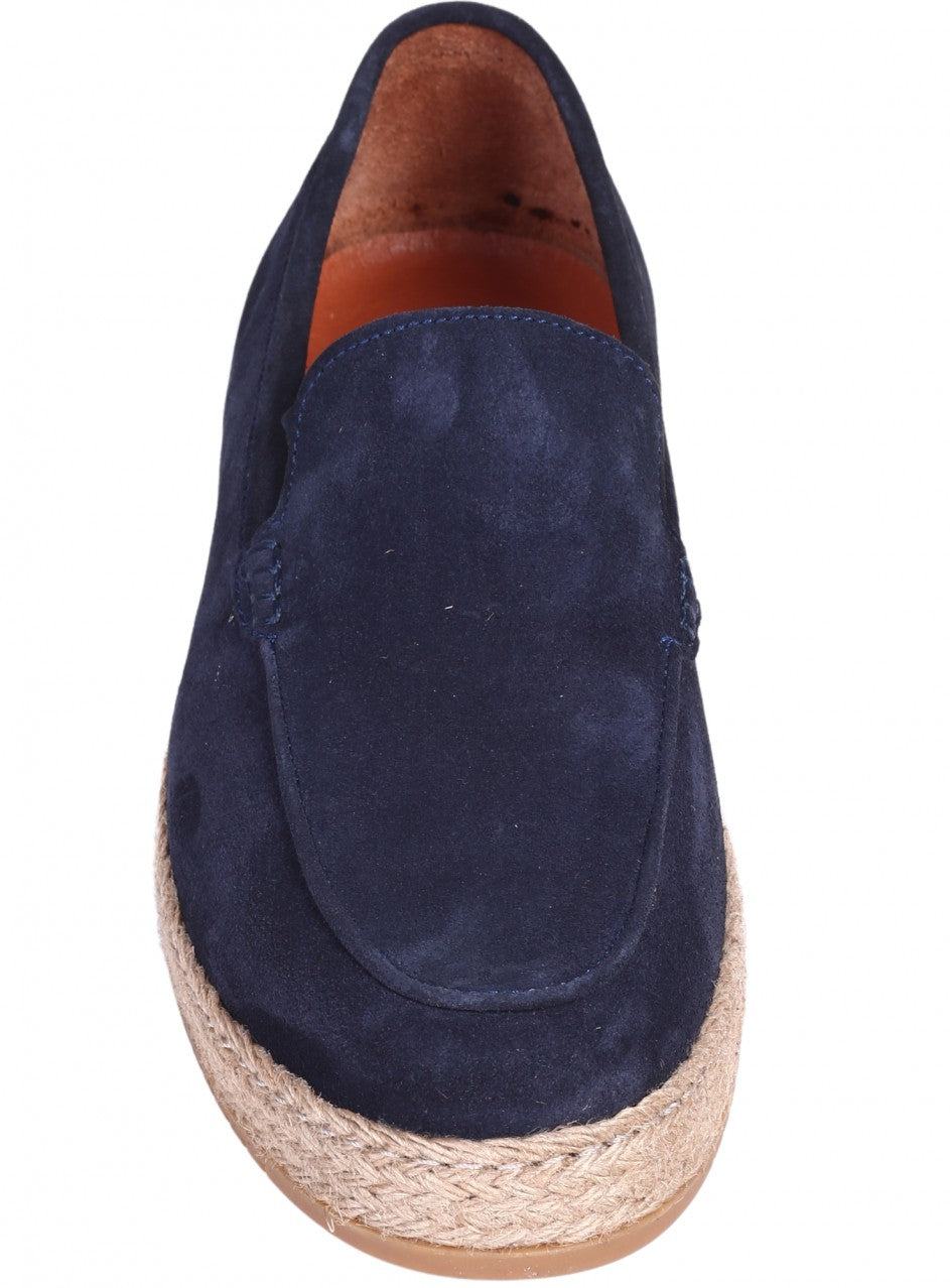 Ежедневни мъжки обувки от естествен велур в бежово 7AT-25380 в тъмносин цвят