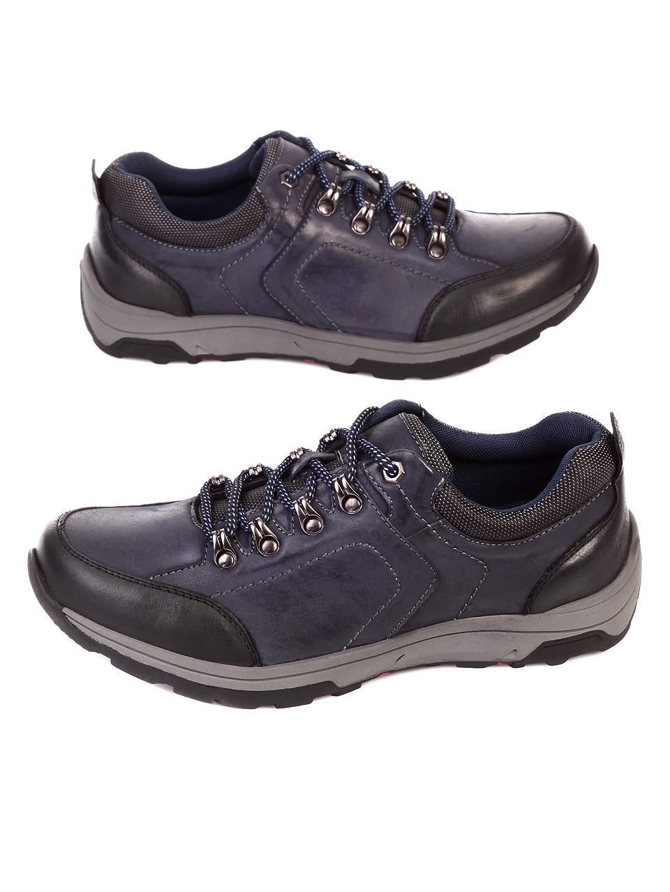 Ежедневни мъжки обувки от естествена кожа 7N-19771 в син цвят