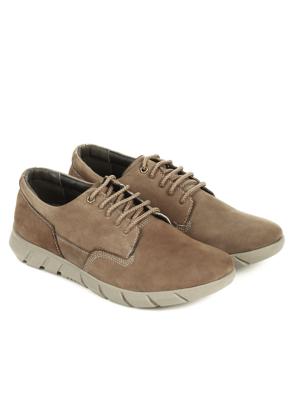 Ежедневни мъжки обувки от естествен набук 7N-21218 в бежов цвят
