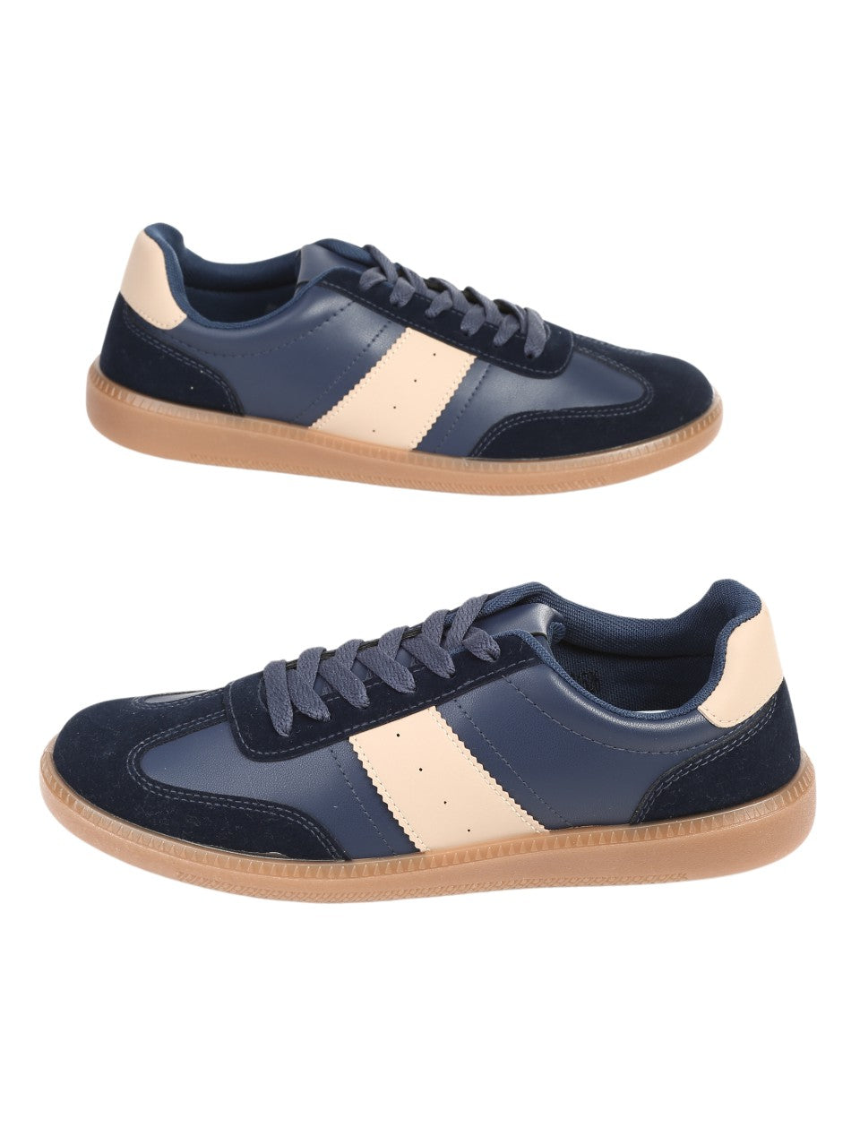 Мъжки обувки от еко кожа в черно 7U-24526 в тъмносин цвят