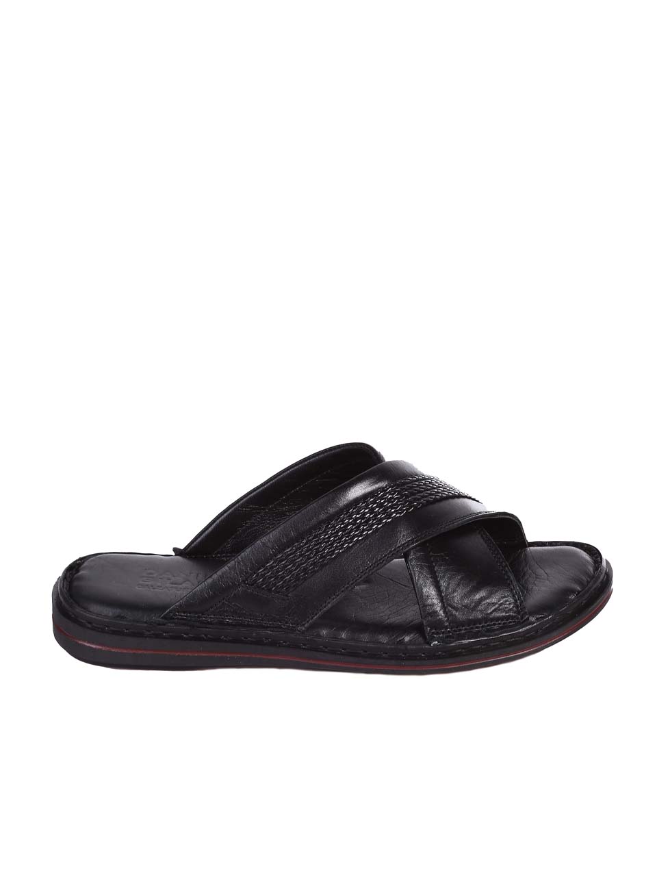 Ежедневни мъжки чехли от естествена кожа в черно 8AT-24394 в черен цвят