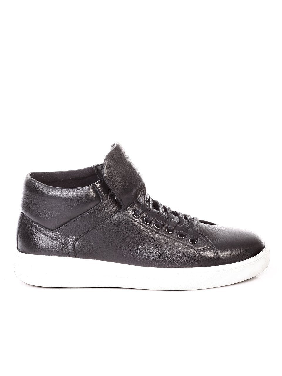 Ежедневни мъжки кецове от естествена кожа 6N-17773 в черен цвят