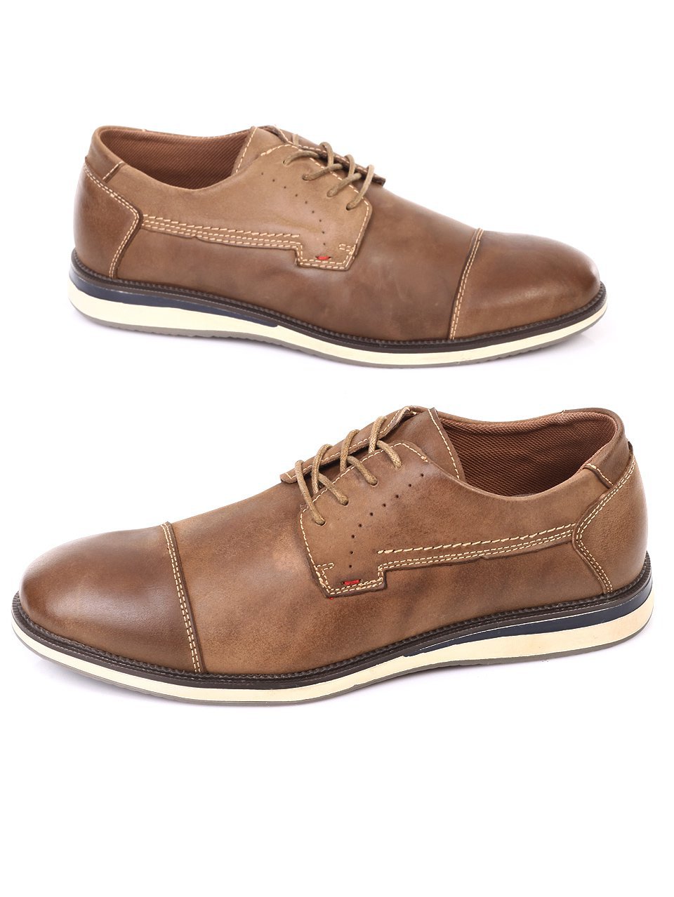 Спортно-елегантни мъжки обувки от естествен набук 7N-18140 в кафяв цвят