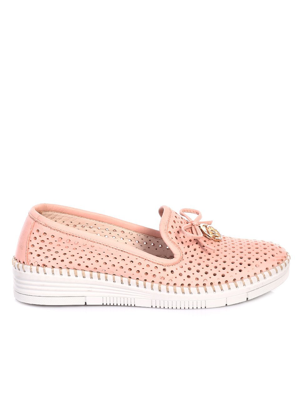 Ежедневни дамски обувки от естествена кожа 3AT-17638 в розов цвят