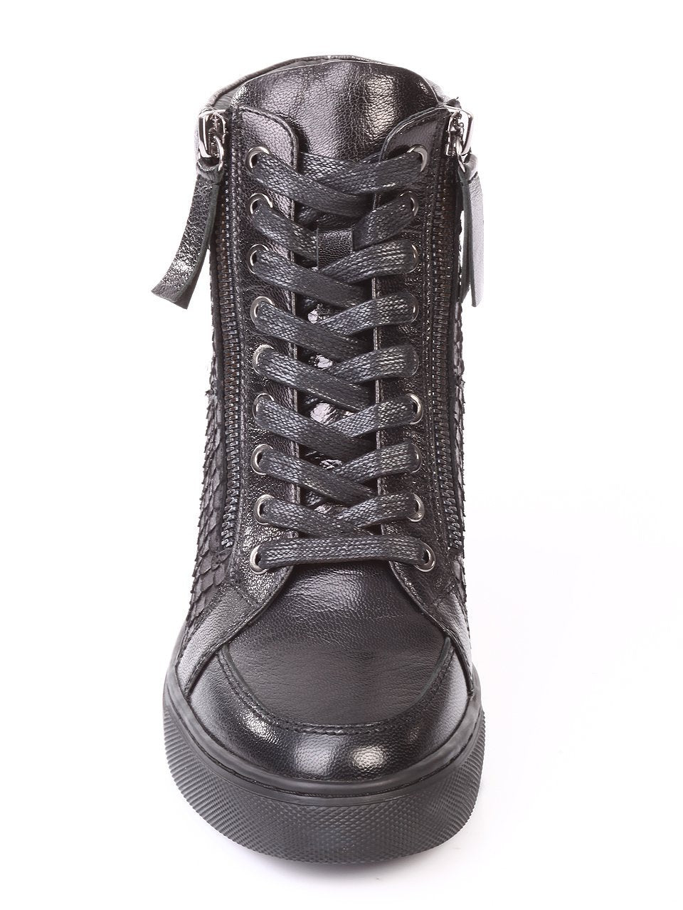Ежедневни дамски боти от естествена кожа 2I-17747 в черен цвят