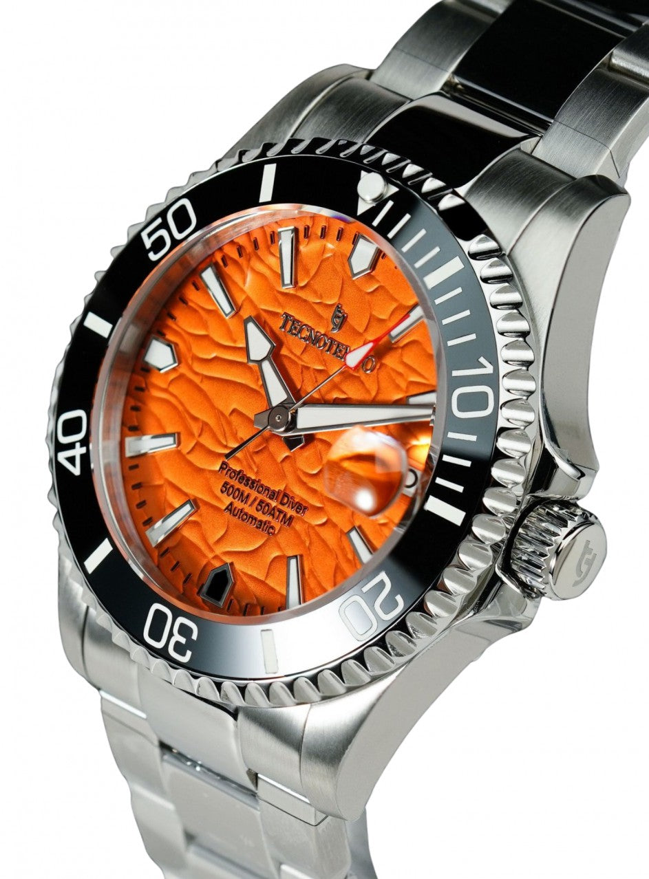 Automatic Professional Diver 500M / 50ATM - Orange dial -TT.500.WOR2 в сребрист цвят