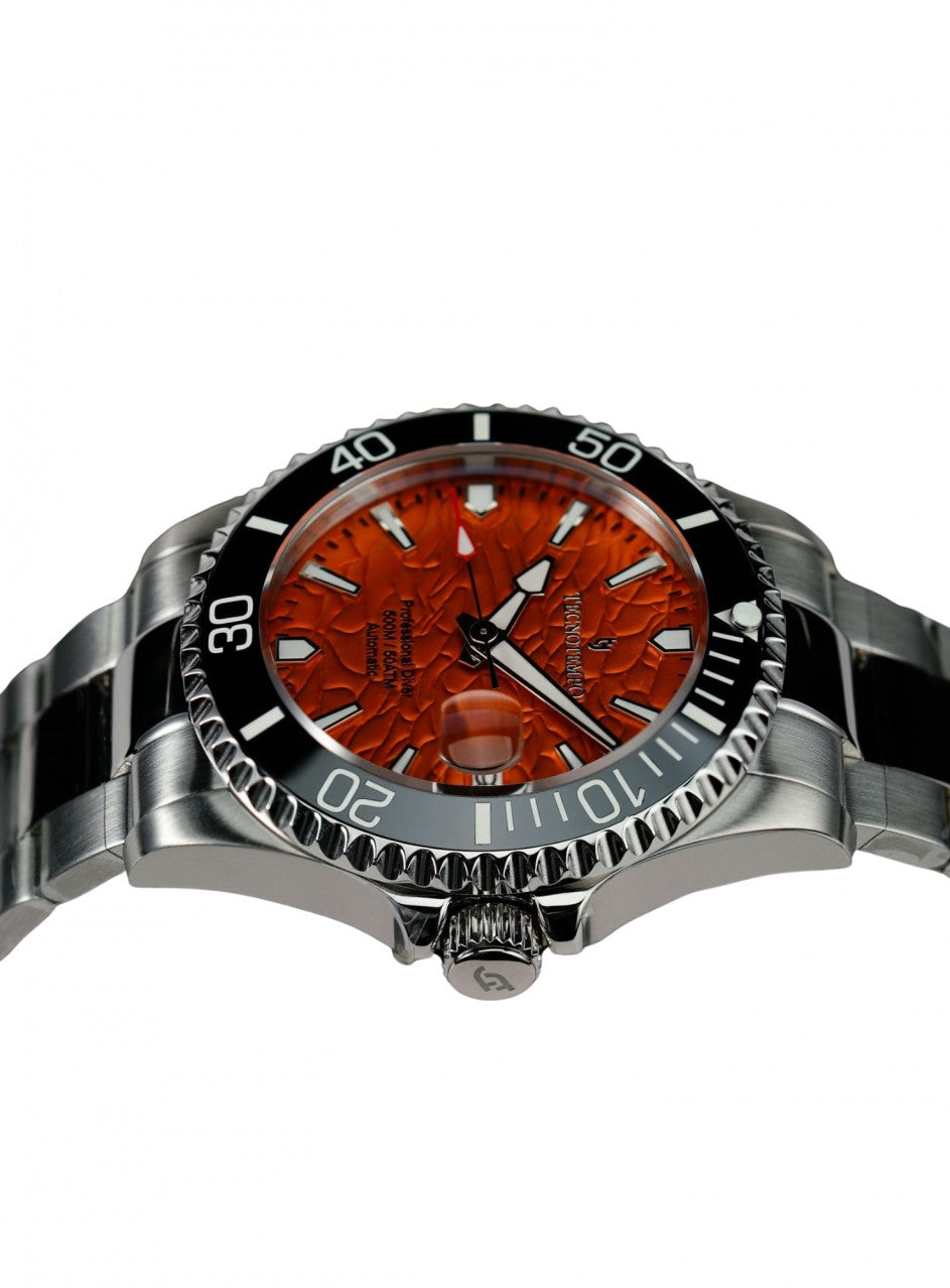Automatic Professional Diver 500M / 50ATM - Orange dial -TT.500.WOR2 в сребрист цвят