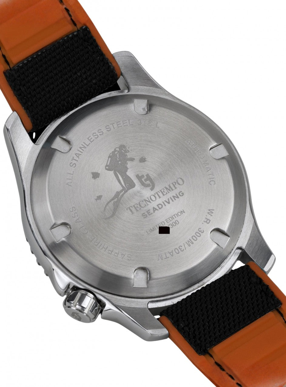 Tecnotempo - Automatic - Seadiving 300M -TT.300SD.NORB (fabric rubber/s в черен/оранжев цвят
