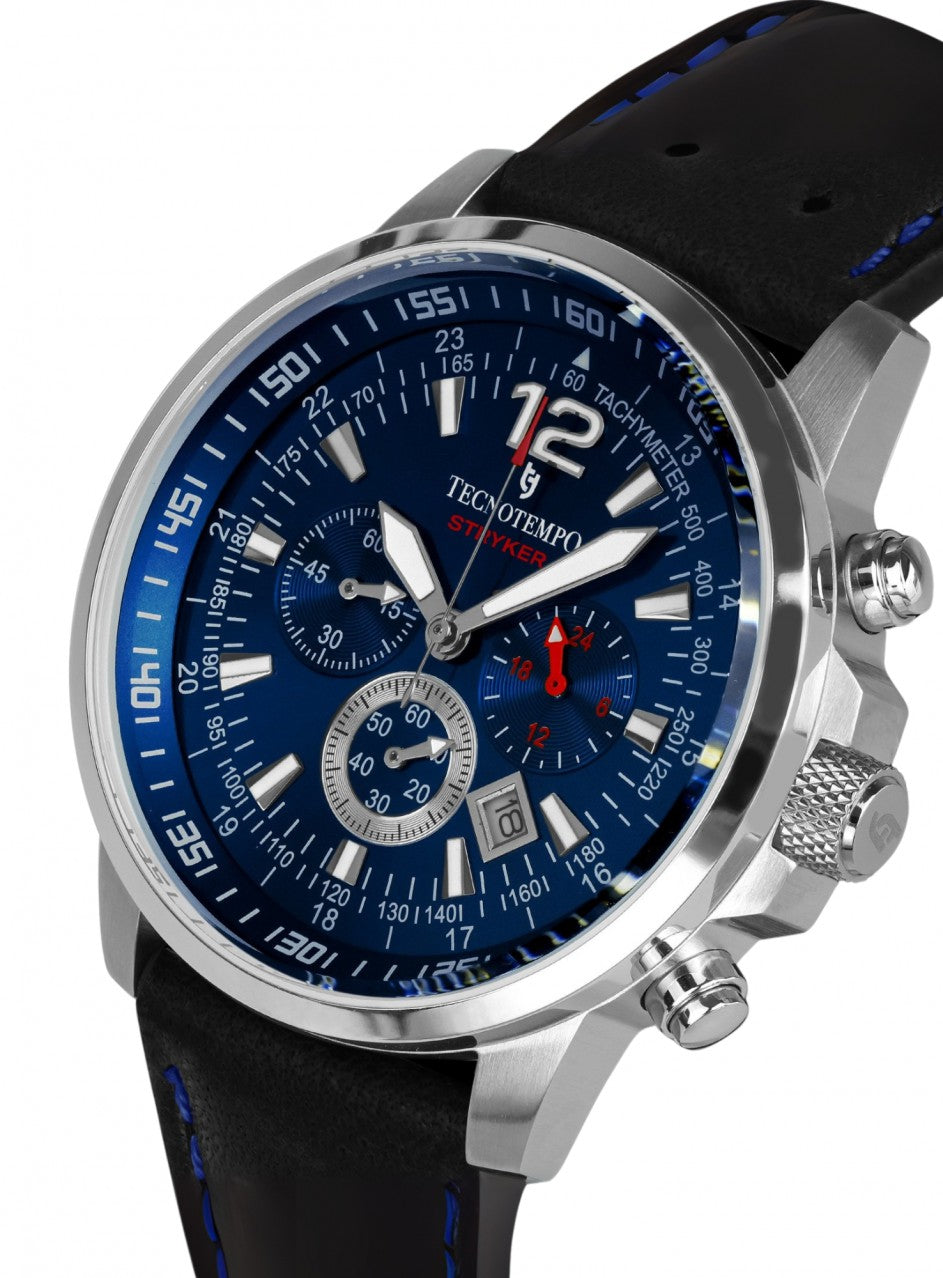 Tecnotempo - STRYKER - Chronograph 100M -TT.100ST.LBL (Leather / Blue) в син цвят