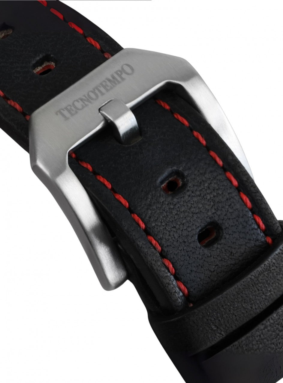 Tecnotempo - STRYKER - Chronograph 100M - Limited Edition -TT.100ST.LW (Leather / White) в черен/червен цвят