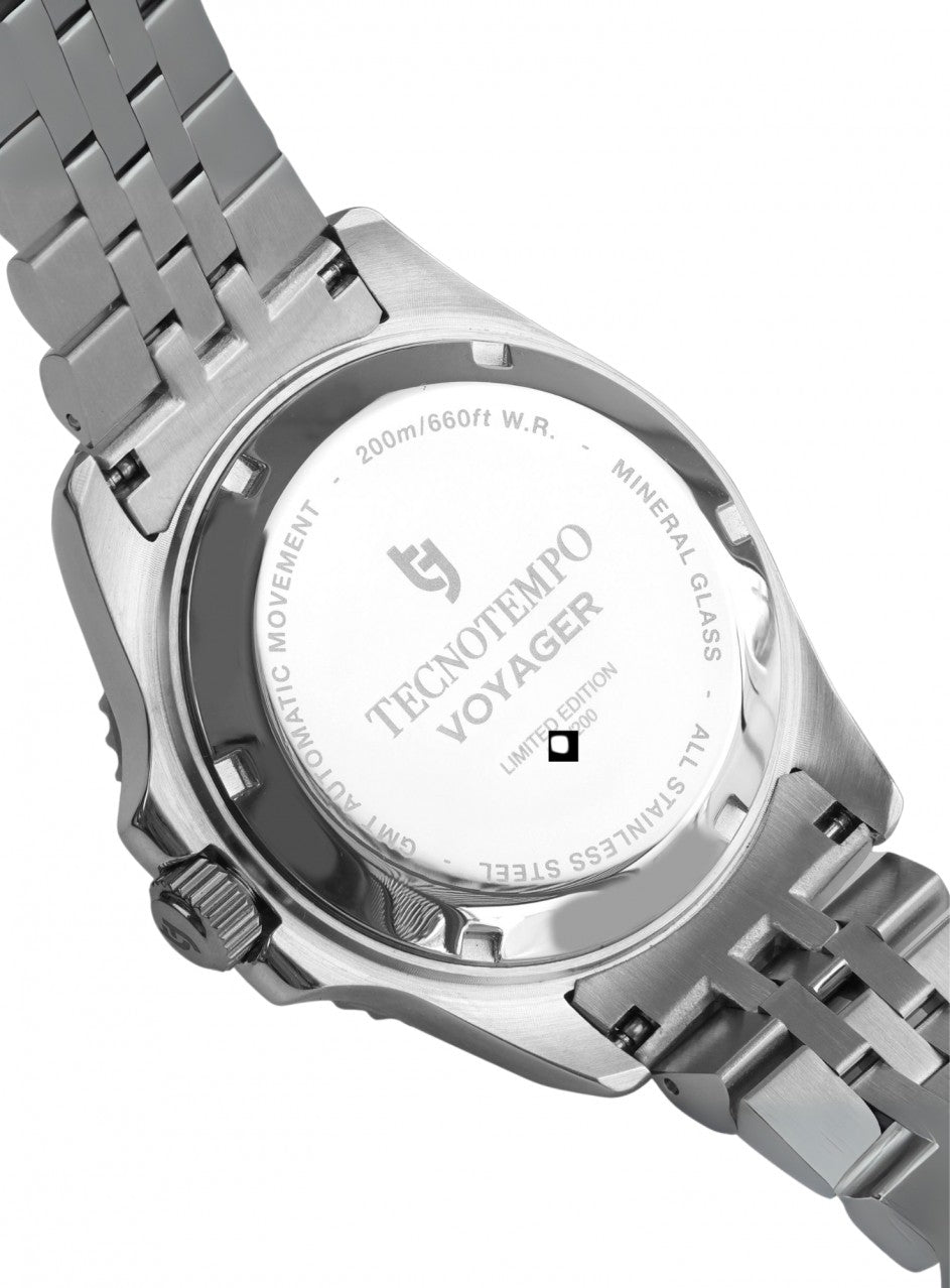 Tecnotempo Automatic GMT Voyager 20ATM WR - Лимитирана серия - Юбилейна каишка -TT.200VY.NJ в сребрист цвят
