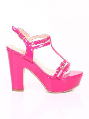 Елегантни дамски сандали на ток в цикламен цвят 4S-15299 fuchsia