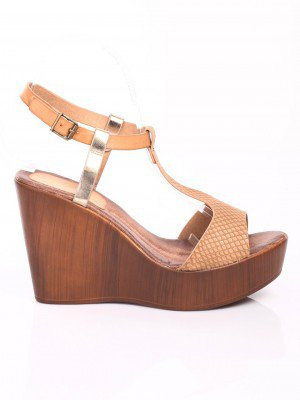 Ежедневни дамски сандали на платформа в бежово 4B-15309 beige