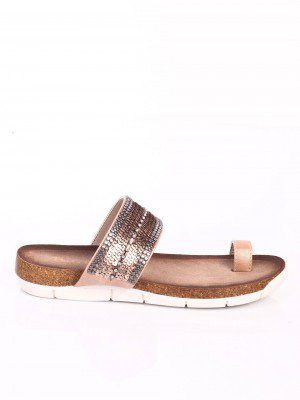 Ежедневни дамски чехли в бежово 5D-15346 beige
