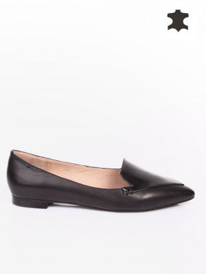 Ежедневни дамски обувки от естествена кожа и лак 3I-15630 black