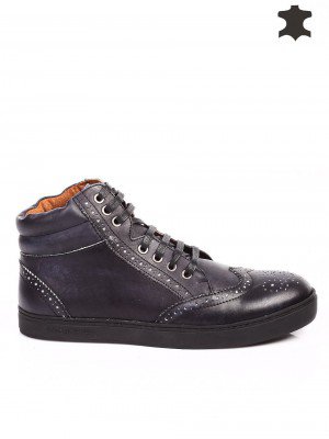 Ежедневни мъжки боти от естествена кожа 6T-15732 black