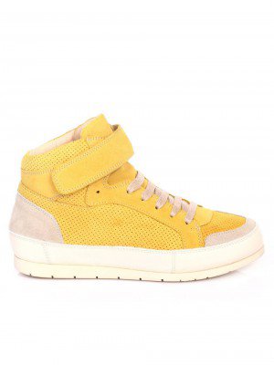Дамски боти от естествена кожа и естествен велур 2AB-17553 yellow