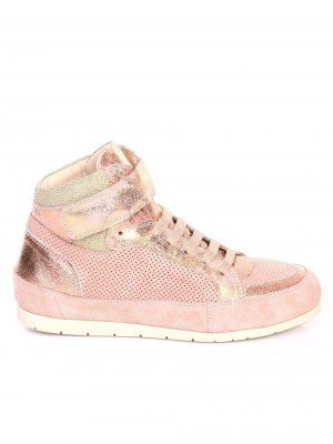 Дамски боти от естествена кожа и естествен велур 2AB-17553 pink
