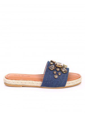 Ежедневни дамски чехли в синьо 5L-17131 blue jeans