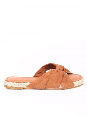 Ежедневни дамски чехли в цвят камел 5L-17132 camel