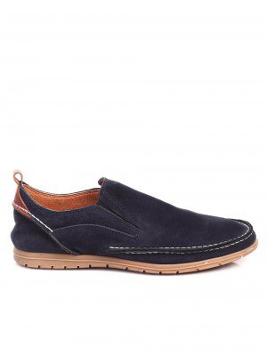 Спортно-елегантни мъжки обувки от естествен велур 7AT-17595 dk blue
