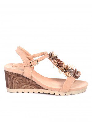 Ежедневни дамски сандали на платформа в бежово 4A-17295 beige