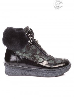 Дамски боти от естествена кожа с естествен косъм 2AT-171166 black