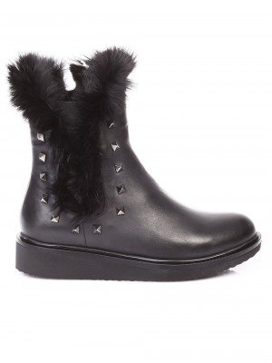 Дамски боти от естествена кожа с естествен косъм 2AT-171109 black