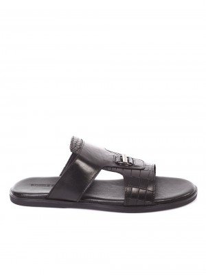 Ежедневни мъжки чехли от естествена кожа 8AT-18601 black