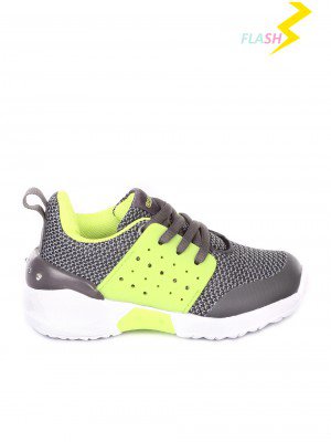 Детски обувки със светещи елементи в сиво 18K-19222 d.grey/lime