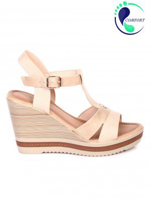 Ежедневни дамски сандали на платформа 4C-19292 beige