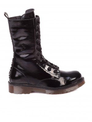 Ежедневни лачени дамски боти в черно 2AB-19881 black patent