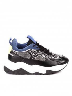 Ежедневни дамски обувки на платформа 3U-20616 black royal blue