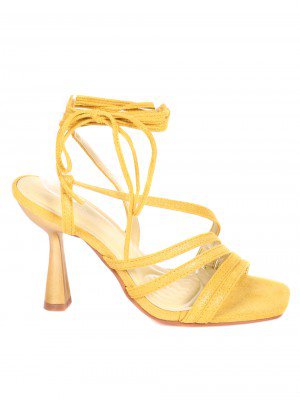 Елегантни дамски сандали на ток с връзки 4M-21033 yellow