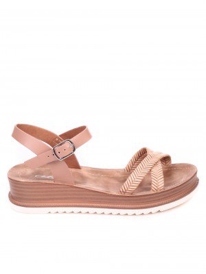 Ежедневни дамски сандали на платформа в бежово 4F-21207 pink