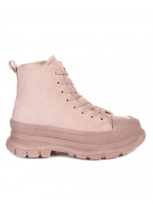 Ежедневни дамски боти на платформа в бежово 2U-21507 beige