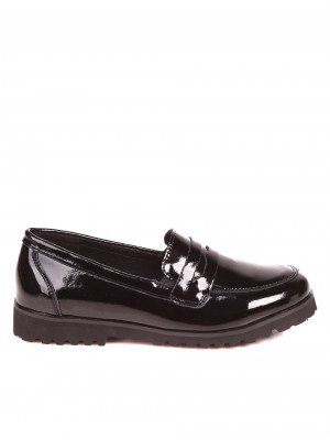 Дамски лачени мокасини в черно 3AF-21554 black leather