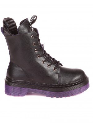 Ежедневни дамски боти от естествена кожа в черно 2AF-21585 black/purple