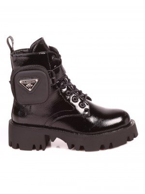 Ежедневни дамски боти в черно 2P-21682 black patent