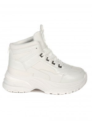 Ежедневни дамски топли боти на платформа в бяло 2U-21693 white