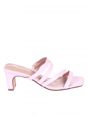 Ежедневни дамски чехли на ток в розово 5M-22175 pink