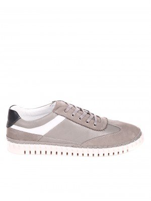 Ежедневни мъжки обувки от естествена кожа и естествен набук 7AT-22329 khaki