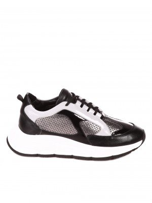 Ежедневни дамски обувки от естествена кожа и лак  3AT-22321 black/grey