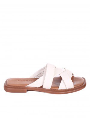 Ежедневни дамски чехли в бежово от естествена кожа 5AT-22344 beige