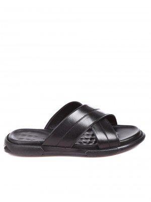 Ежедневни мъжки чехли от естествена кожа 8AT-22350 black