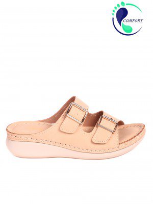 Ежедневни дамски комфортни чехли 5H-22234 beige