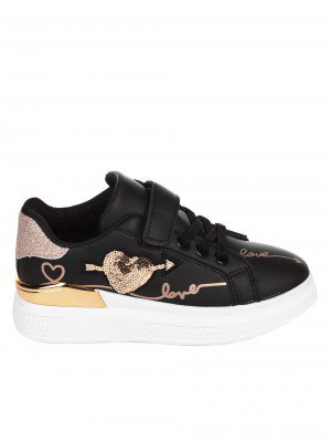 Ежедневни детски обувки в черно и златисто 18U-22036 black/gold