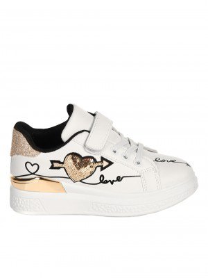 Ежедневни детски обувки в бяло и златисто 18U-22036 white/gold