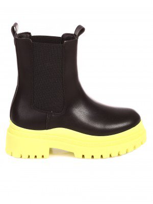 Ежедневни дамски боти на платформа в черно 2U-22543 black/green